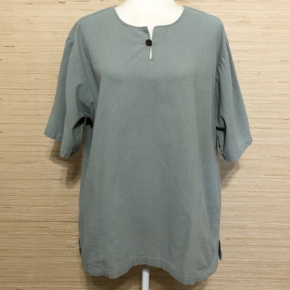 Mint Green 100% Cotton Short Sleeve Square Fit Tunic Top Size XL - Picture 1 of 7
